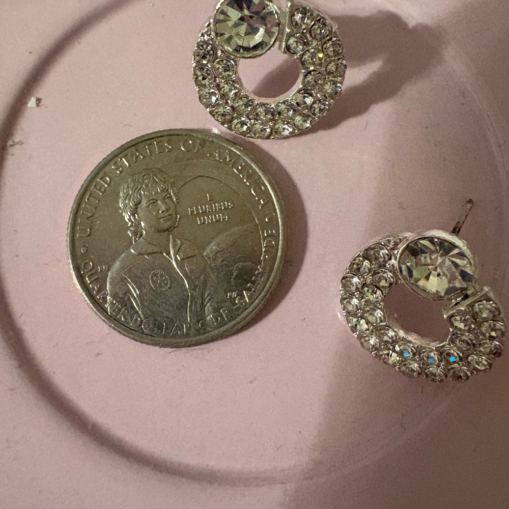 Sparkling Silver Rhinestone Earrings - Picture 2 of 5